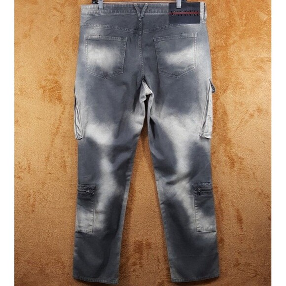VAYDER Jeans Mens Size 34 Gray Charcoal Tan Wash Cargo Pocket Baggy Luxury $575 - Picture 6 of 10
